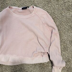 Urban Outfitters Light Pink Waffle Long Sleeve Top